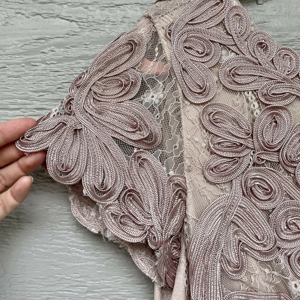 Js Collections Pink Mauve Soutache Round Neck Mid… - image 4